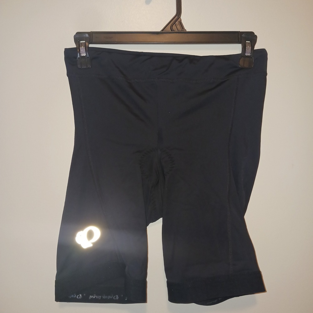 Pearl Izumi Womens Padded Bicycle Cycling Shorts Black Reflective Rear Pocket L